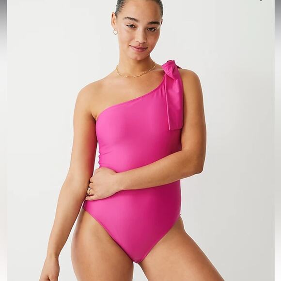 J. Crew Pink One-Shoulder Swim One Piece - Picture 3 of 16